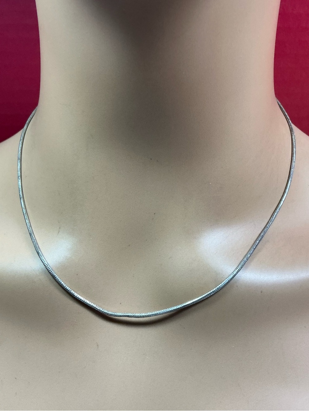 Sterling Silver Heavier Snake Necklace / Chain. 17.75 inches long